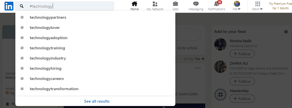 How to search by hashtag on LinkedIn