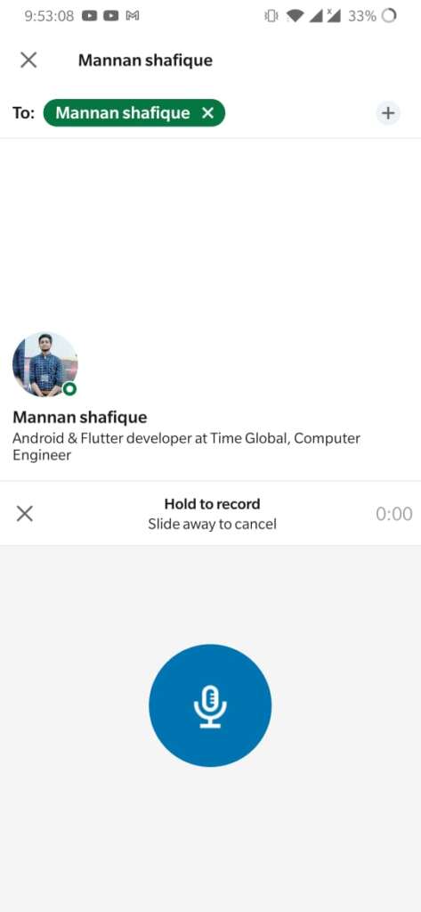 How to send a voice note using the LinkedIn Mobile App