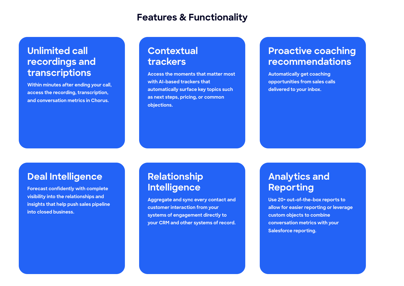 Chorus.ai Pricing Actual Prices With Package Details RevPilots