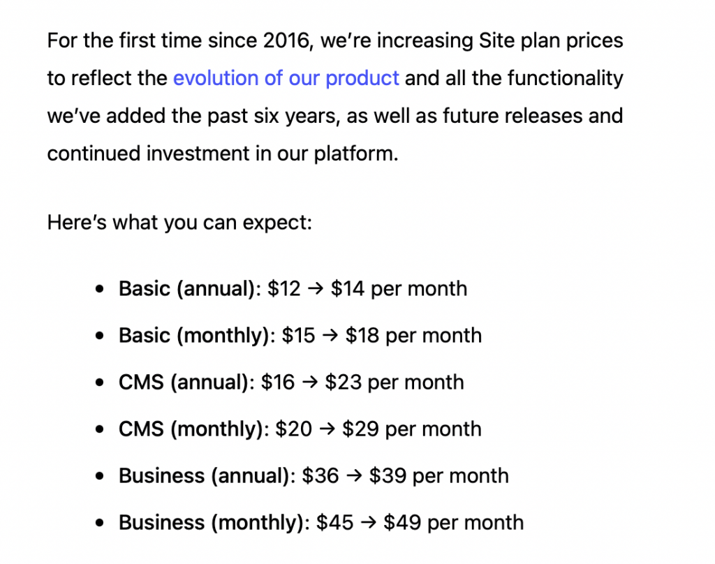 webflow pricing 2022