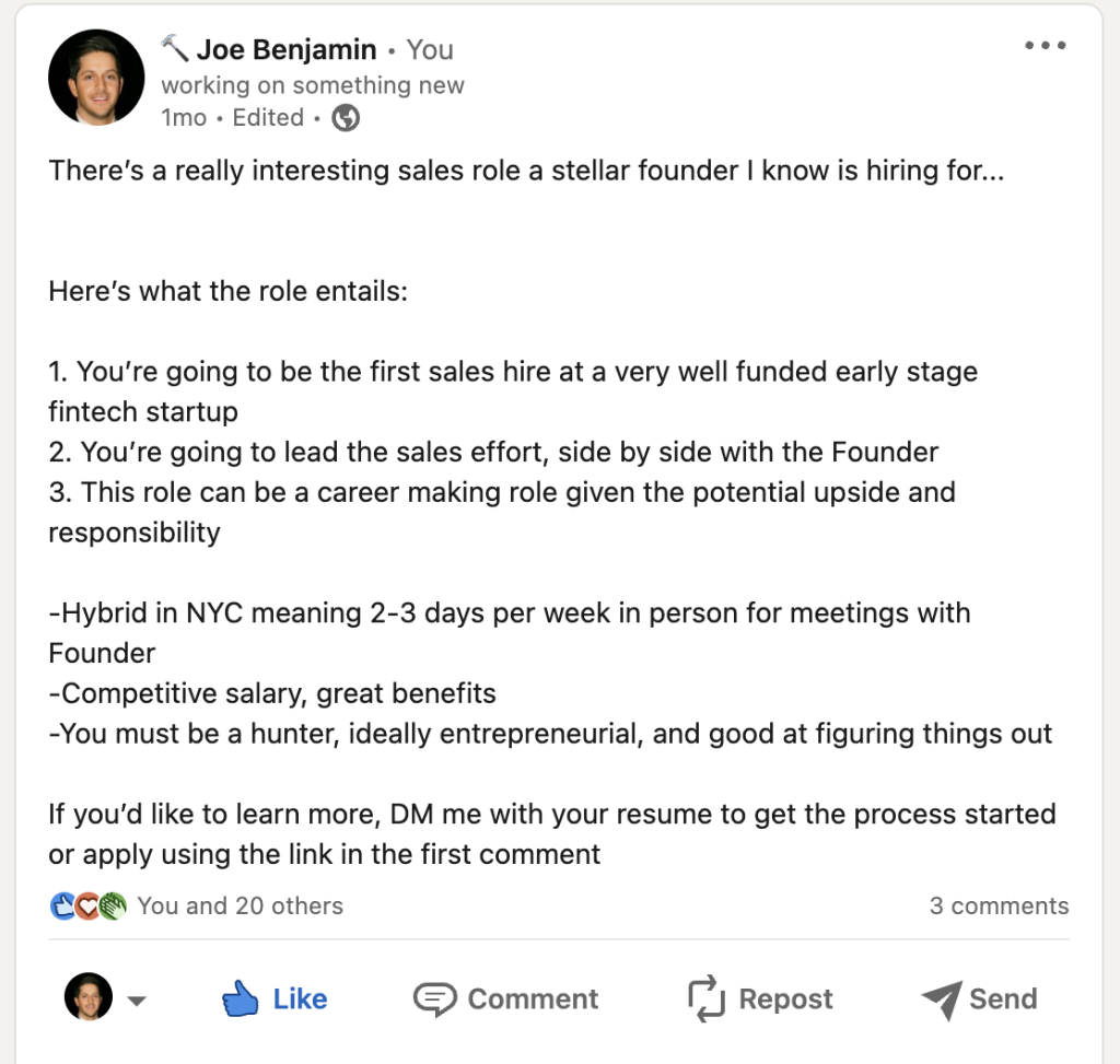 Linkedin Post For Joining New Company Template