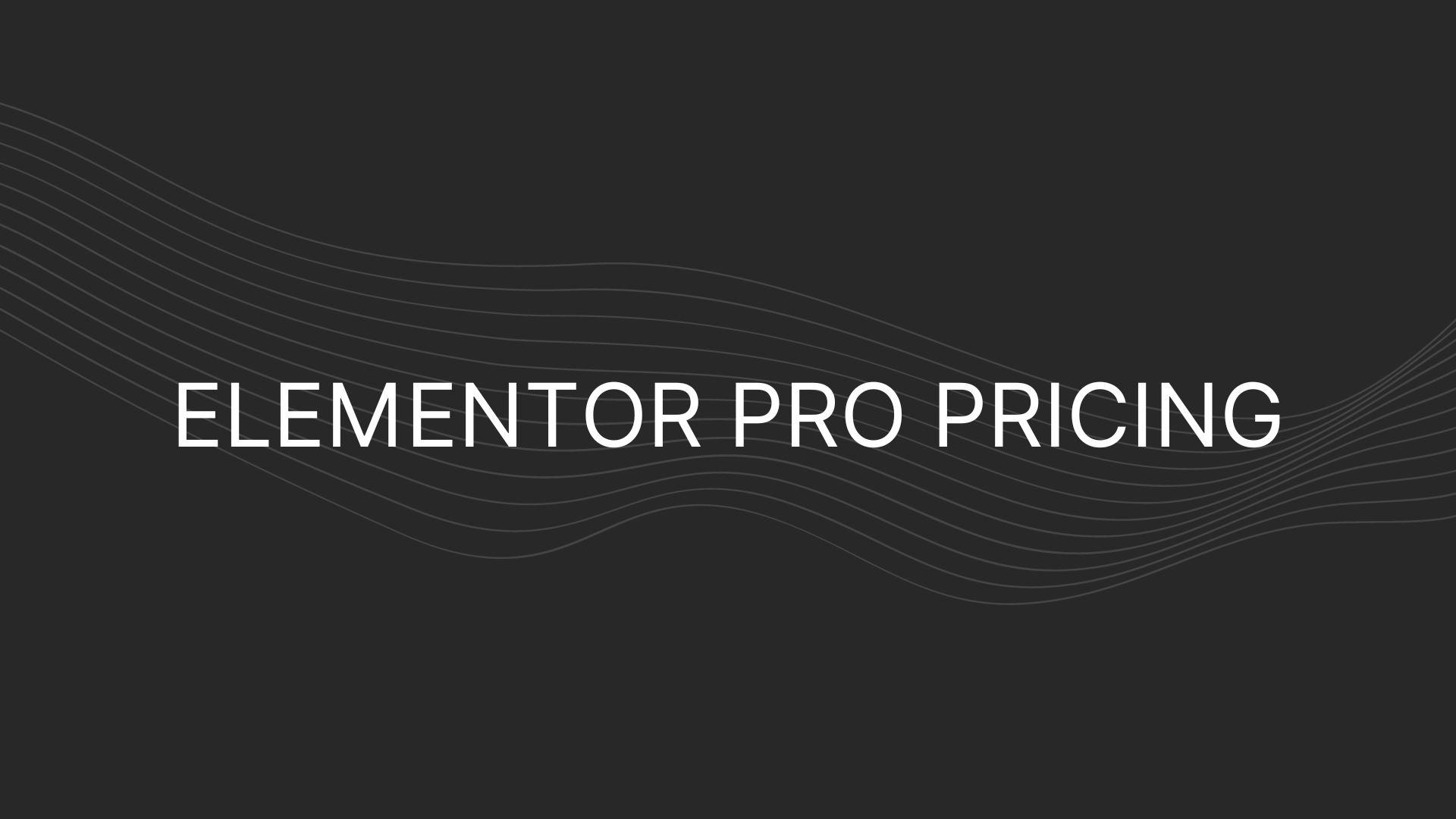 Elementor Pro Pricing